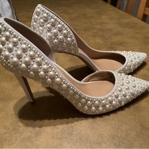 Heels from macys, off white pearls on shoes